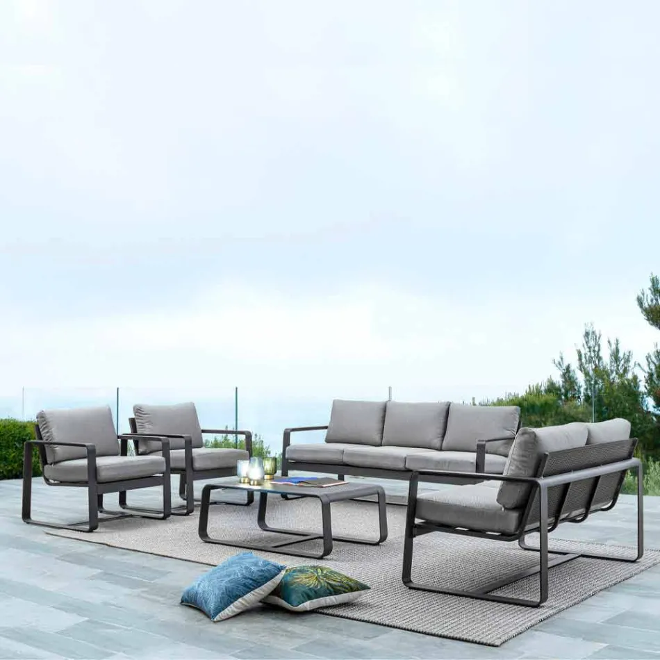 Niski stół zewnętrzny z aluminium malowanego na biało lub antracyt - Aniello Viadurini