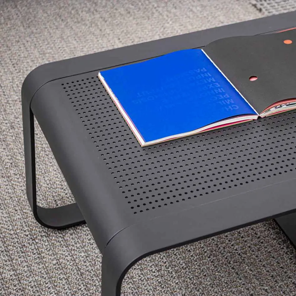 Niski stół zewnętrzny z aluminium malowanego na biało lub antracyt - Aniello Viadurini