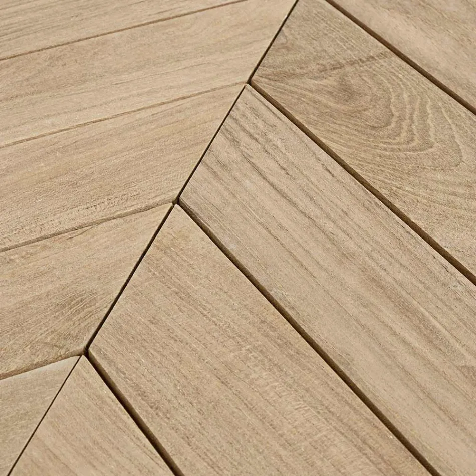 Niski stolik kawowy z drewna tekowego z owalnym blatem, Homemotion - Ricardo Viadurini