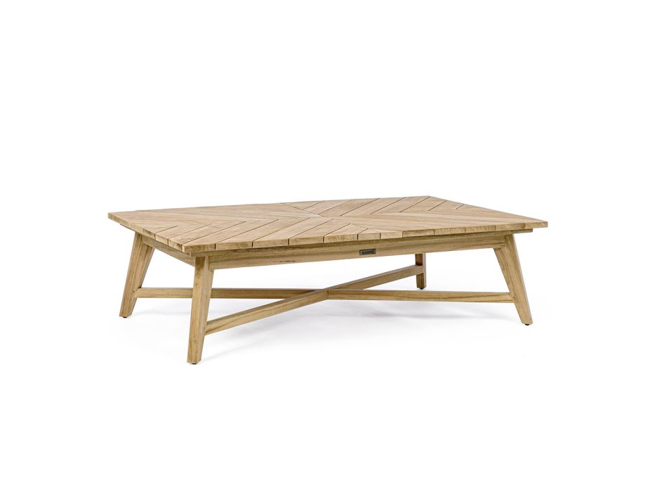 Niski prostokątny stolik kawowy na zewnątrz z drewna tekowego, Homemotion - Stuart Viadurini