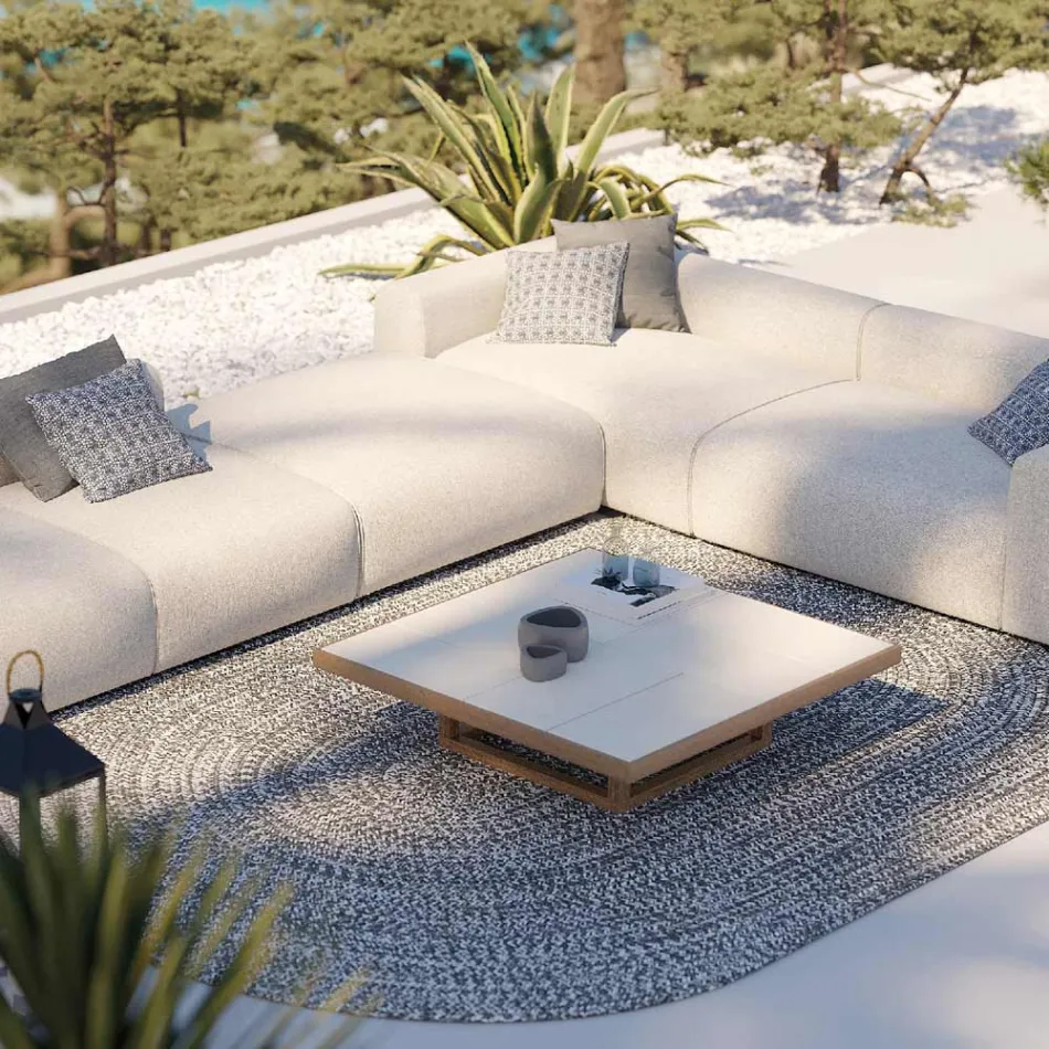 Niski stolik kawowy ogrodowy z blatem z kamionki Made in Italy - Bresson Viadurini