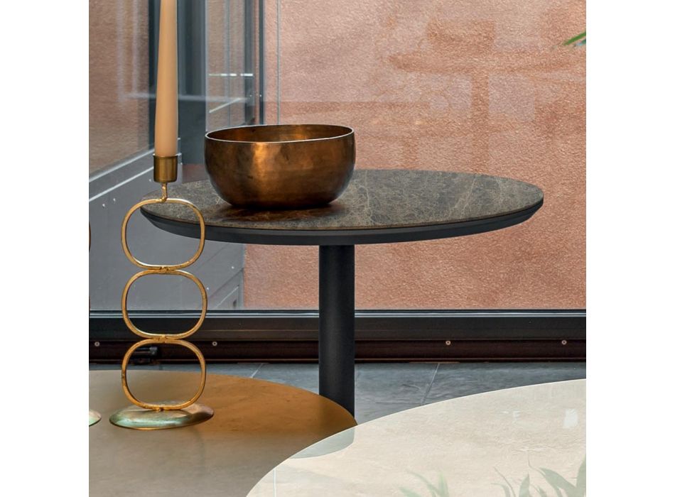 Niski stolik kawowy z metalu i ceramiki w różnych rozmiarach - Amereo Viadurini
