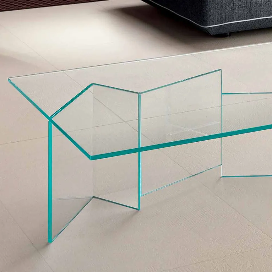 Niski stolik kawowy z bardzo przezroczystego szkła 2 rozmiary Wyprodukowano we Włoszech - losowo Viadurini