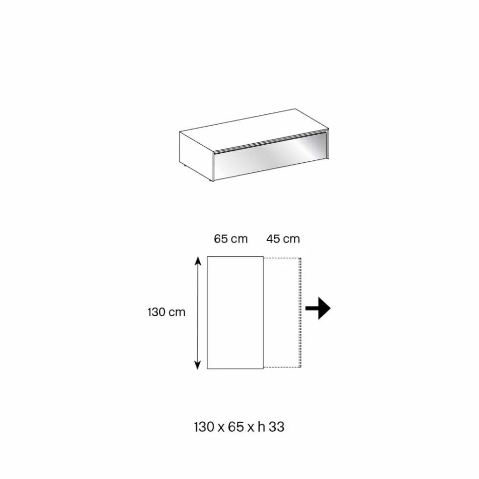 Niski Stolik do Salonu z Przydymionego Szkła i Drewnianych Szuflad 3 Rozmiary - Mantra Viadurini
