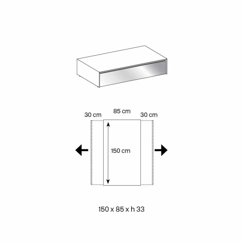 Niski Stolik do Salonu z Przydymionego Szkła i Drewnianych Szuflad 3 Rozmiary - Mantra Viadurini