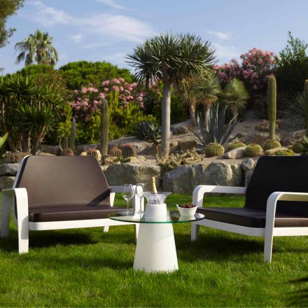 Polietylen i szklany stolik przesuwny z niskim stolikiem (H50) wykonany we Włoszech Viadurini