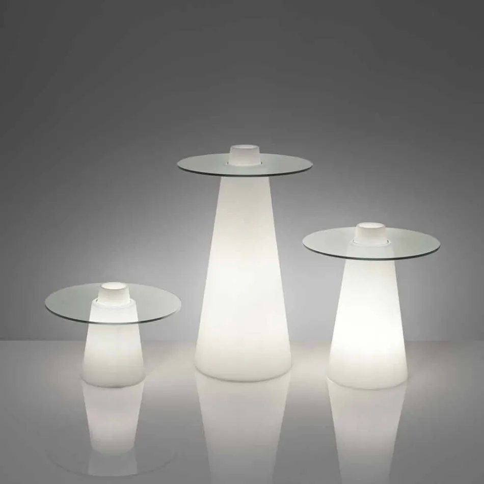 Polietylen i szklany stolik przesuwny z niskim stolikiem (H50) wykonany we Włoszech Viadurini