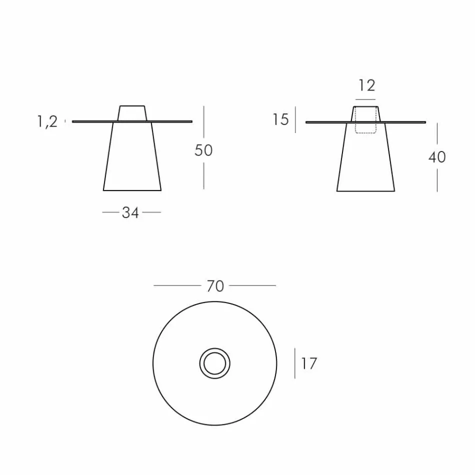 Polietylen i szklany stolik przesuwny z niskim stolikiem (H50) wykonany we Włoszech Viadurini