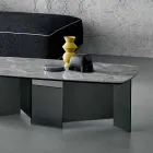 Niski stolik kawowy Salon Ceramiczny blat i nogi ze szkła wędzonego 3 rozmiary - losowo Viadurini