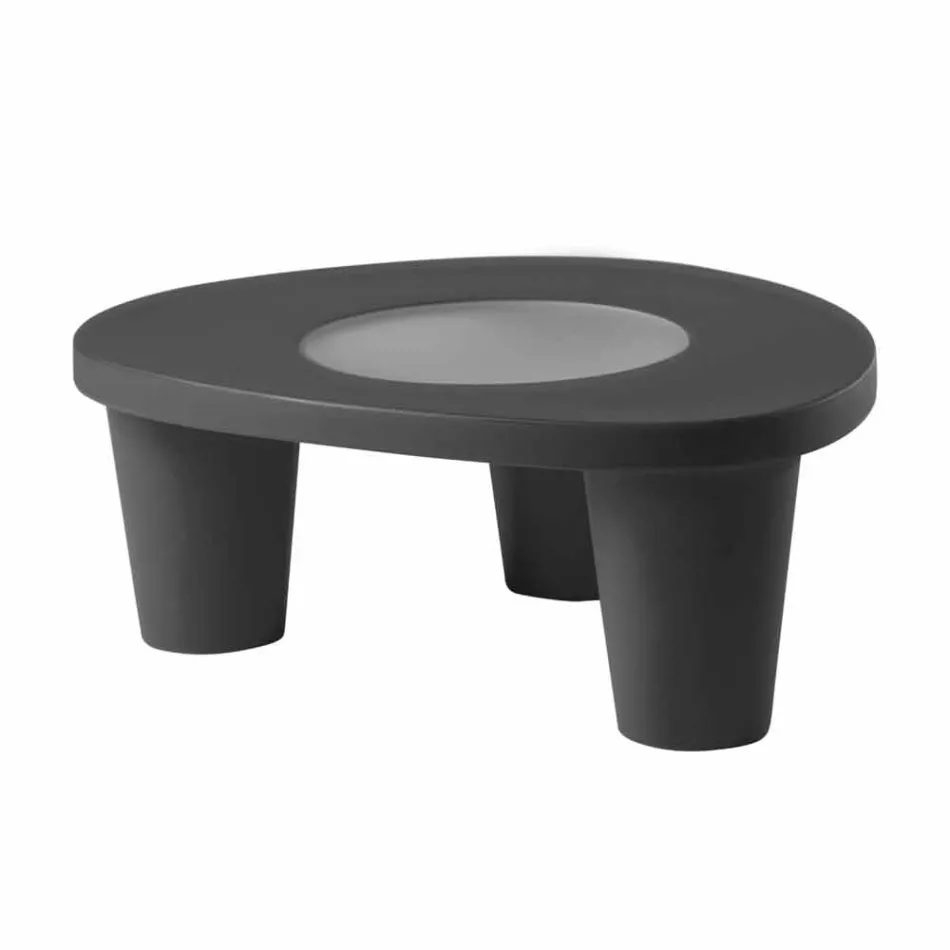 Niski stół Niski slajd Lita Polietylen i szkło wykonane we Włoszech Viadurini