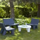 Niski stół Niski slajd Lita Polietylen i szkło wykonane we Włoszech Viadurini