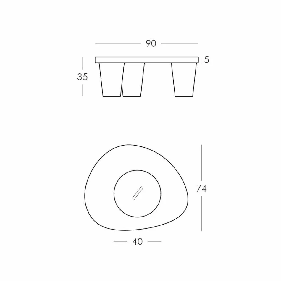 Niski stół Niski slajd Lita Polietylen i szkło wykonane we Włoszech Viadurini