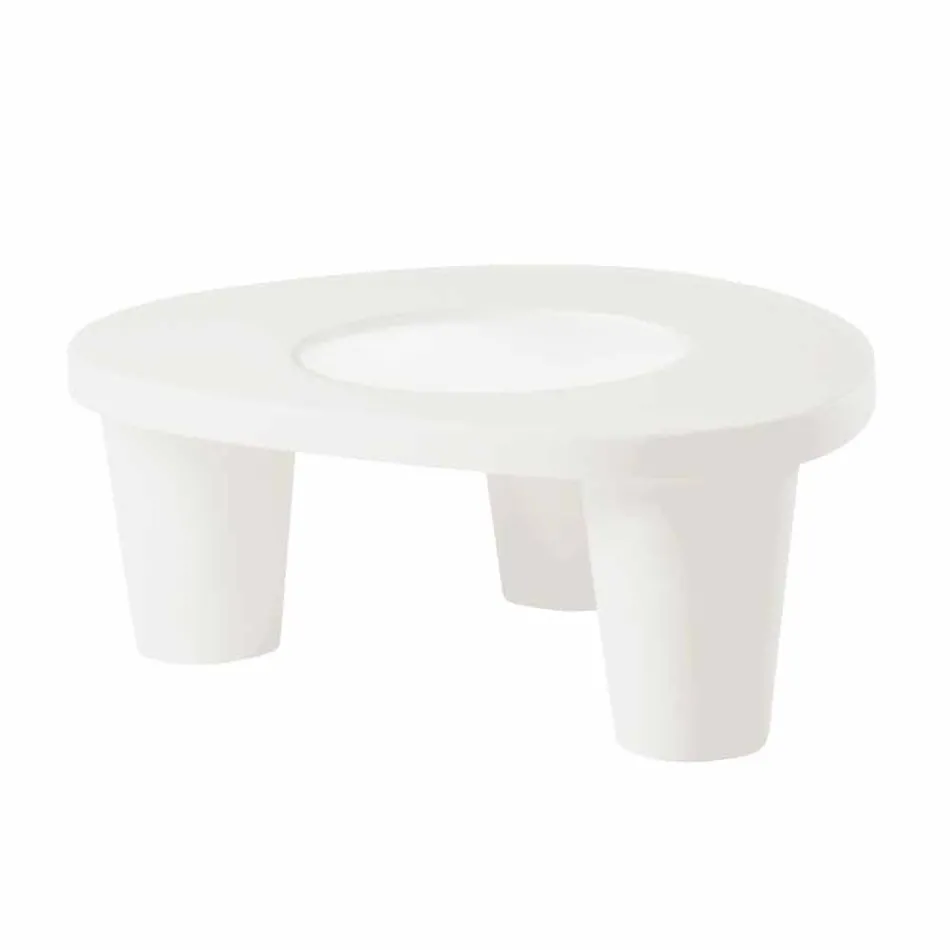 Niski stół Niski slajd Lita Polietylen i szkło wykonane we Włoszech Viadurini