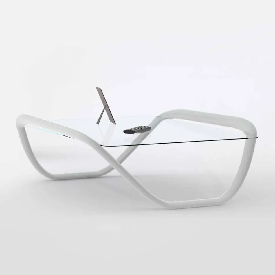 Biały stół nowoczesny design ze szkła i Adamantx® Continuum Viadurini