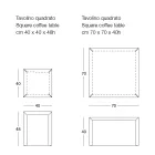 Metalowy stolik kawowy o kwadratowym kształcie w 2 rozmiarach - Josyane Viadurini