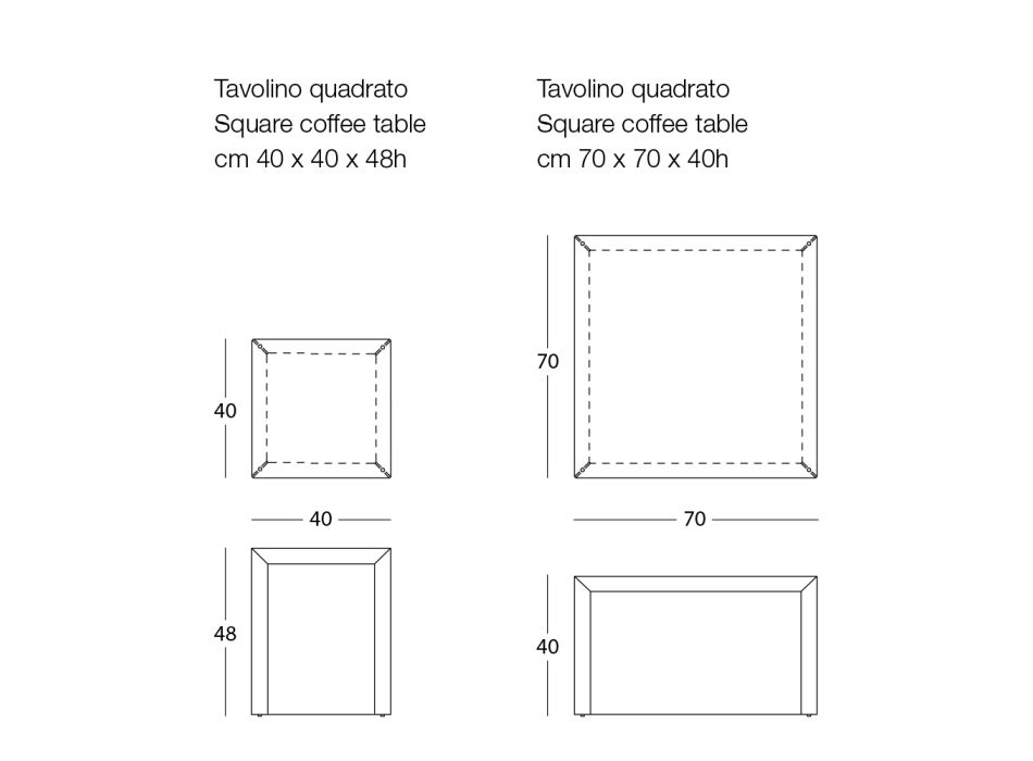Metalowy stolik kawowy o kwadratowym kształcie w 2 rozmiarach - Josyane Viadurini