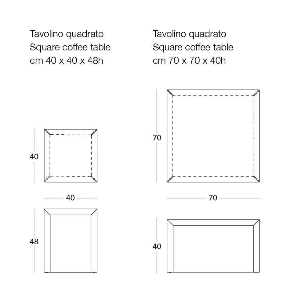Metalowy stolik kawowy o kwadratowym kształcie w 2 rozmiarach - Josyane Viadurini