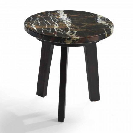 Stół do koktajli Selmo z czarno-złotym marmurowym blatem, średnica 45 cm Viadurini