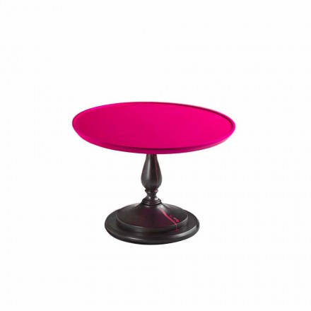 Stół do jadalni z różowym, lakierowanym blatem, średnica 70 cm, Nik Viadurini