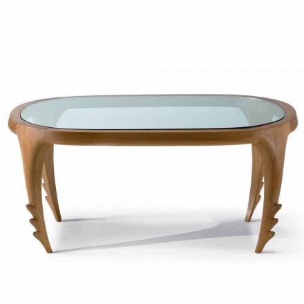 Zaprojektuj stolik koktajlowy w drewnie i skórze, 1,97xp.68 cm, Cecilia Viadurini