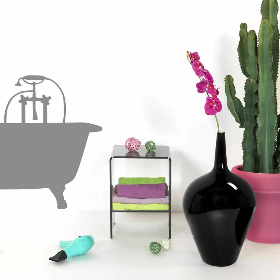 Mimi nowoczesny design przezroczysty wędzony stolik / stolik nocny, wykonany we Włoszech Viadurini