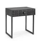 Stolik nocny ze stali i drewna mango o etnicznym designie - Mireo Viadurini