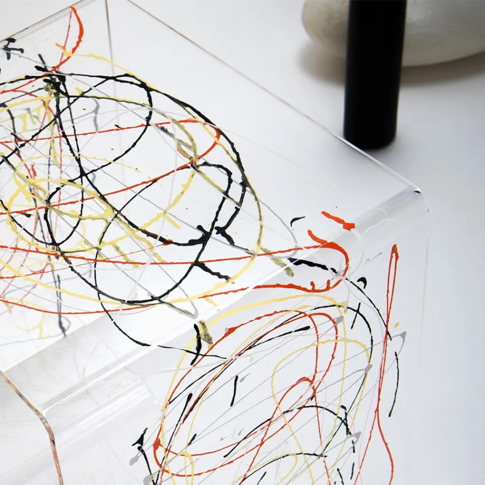 Szafka nocna z przezroczystego i kolorowego pleksi 2 rozmiary - Pelere Viadurini