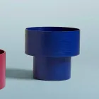 Okrągły stolik nocny o nowoczesnym designie w kolorze Bordeaux lub niebieskim drewnie - Vinnie Viadurini