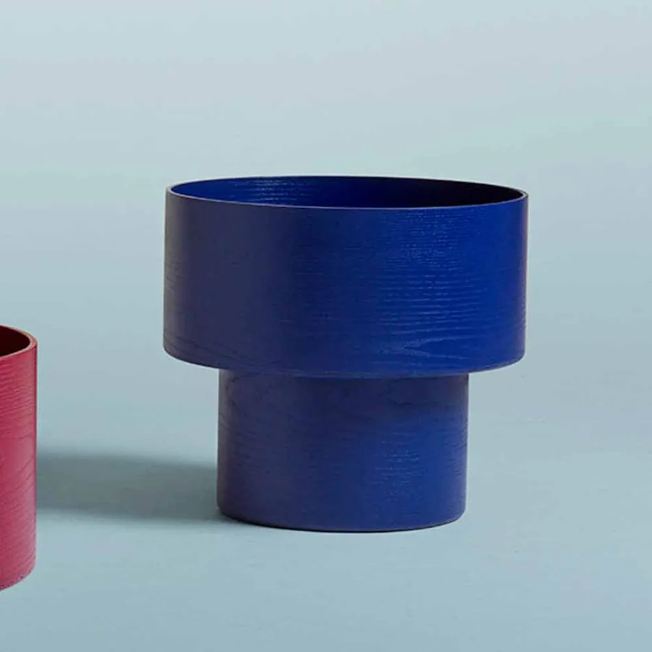 Okrągły stolik nocny o nowoczesnym designie w kolorze Bordeaux lub niebieskim drewnie - Vinnie Viadurini