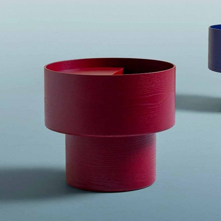 Okrągły stolik nocny o nowoczesnym designie w kolorze Bordeaux lub niebieskim drewnie - Vinnie Viadurini