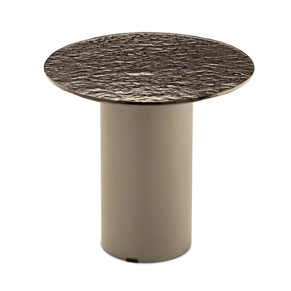 Stolik kawowy z metalową podstawą i lustrem lub szklanym blatem Ø45 cm - Flaminia Viadurini