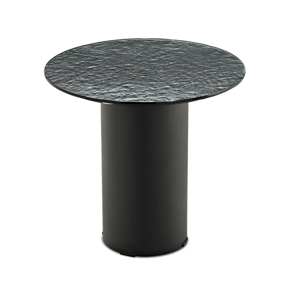 Stolik kawowy z metalową podstawą i lustrem lub szklanym blatem Ø45 cm - Flaminia Viadurini