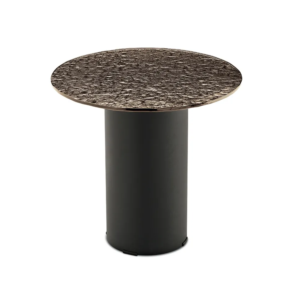 Stolik kawowy z metalową podstawą i lustrem lub szklanym blatem Ø45 cm - Flaminia Viadurini