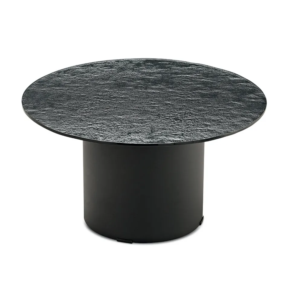 Stolik kawowy z metalową podstawą i lustrem lub szklanym blatem Ø60 cm - Flaminia Viadurini