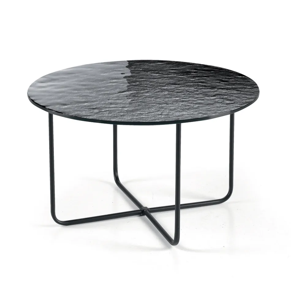 Stolik kawowy z lustrem i ceramicznym blatem imitującym marmur, wyprodukowany we Włoszech - Giusta Viadurini