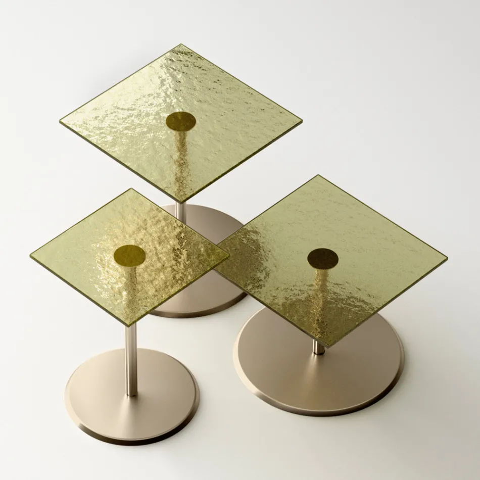 Stolik kawowy z kwadratowym szklanym lub metalowym blatem Made in Italy - Anakin Viadurini