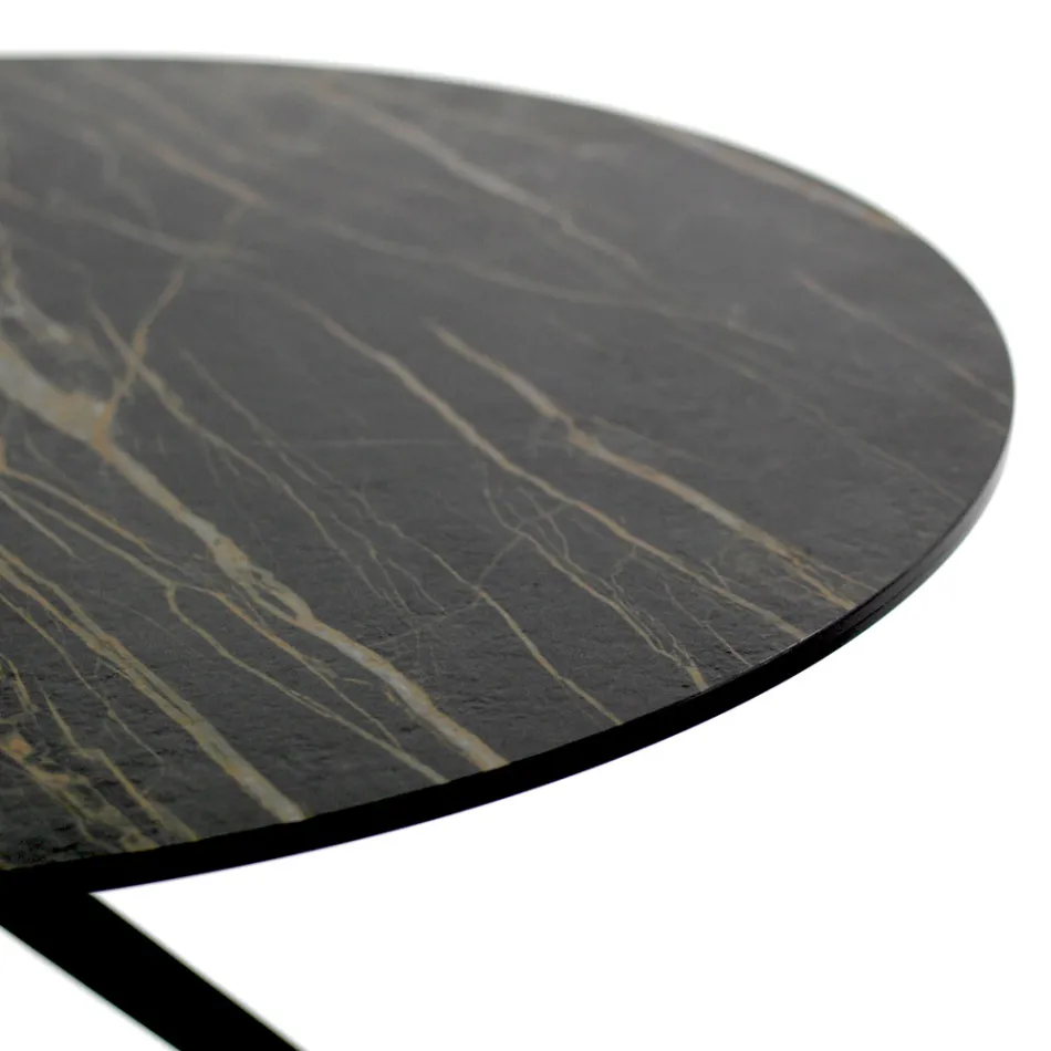 Stolik kawowy z okrągłym blatem Wykonany z kamionki Wyprodukowano we Włoszech - Siste Viadurini