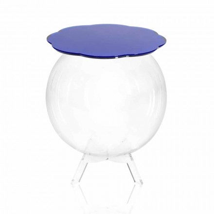 Niebieski okrągły stół / pojemnik Biffy, nowoczesny design wykonany we Włoszech Viadurini