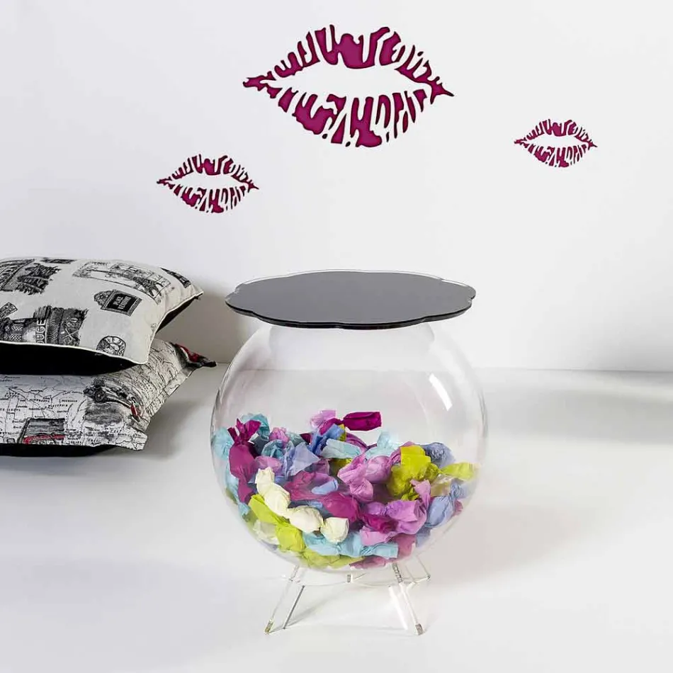 Stolik kawowy / okrągły czarny pojemnik Biffy, nowoczesny design wykonany we Włoszech Viadurini