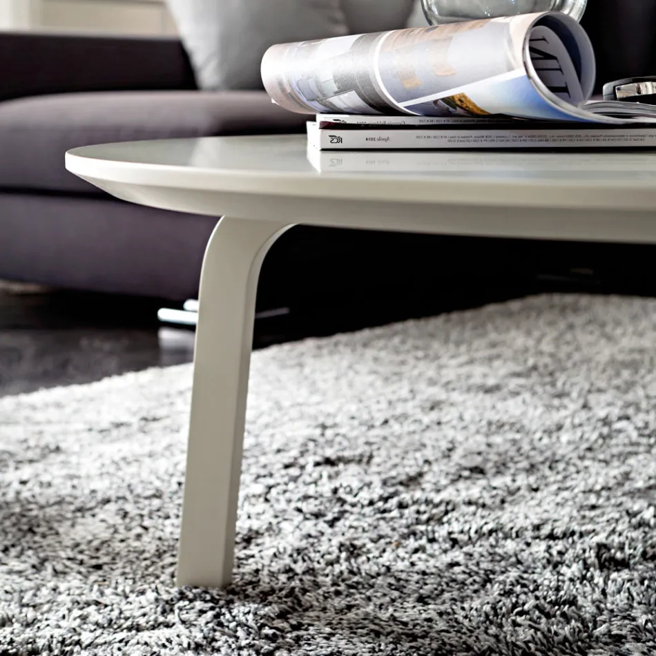 Stolik kawowy z okrągłym blatem z lakierowanej płyty Mdf Made in Italy - Tobiko Viadurini