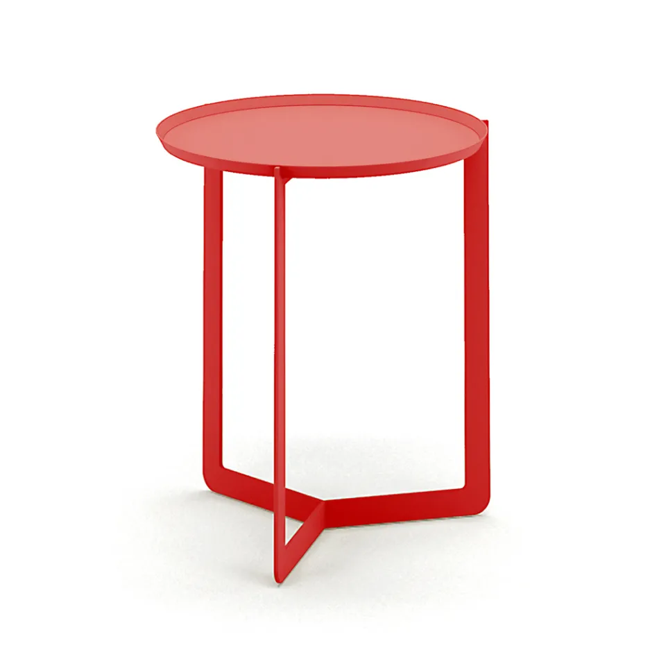 Okrągły metalowy stolik kawowy na zewnątrz Made in Italy - Stephane Viadurini