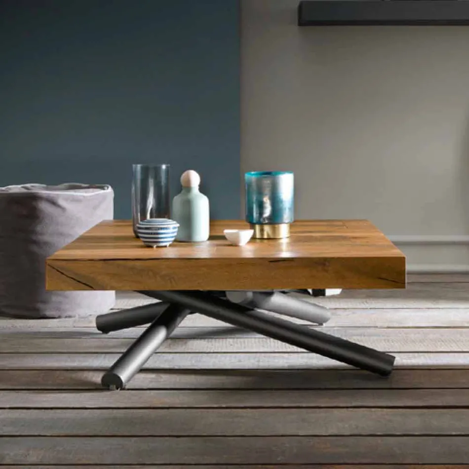 Rozkładany stolik kawowy z drewna Made in Italy - Vincenzo Viadurini