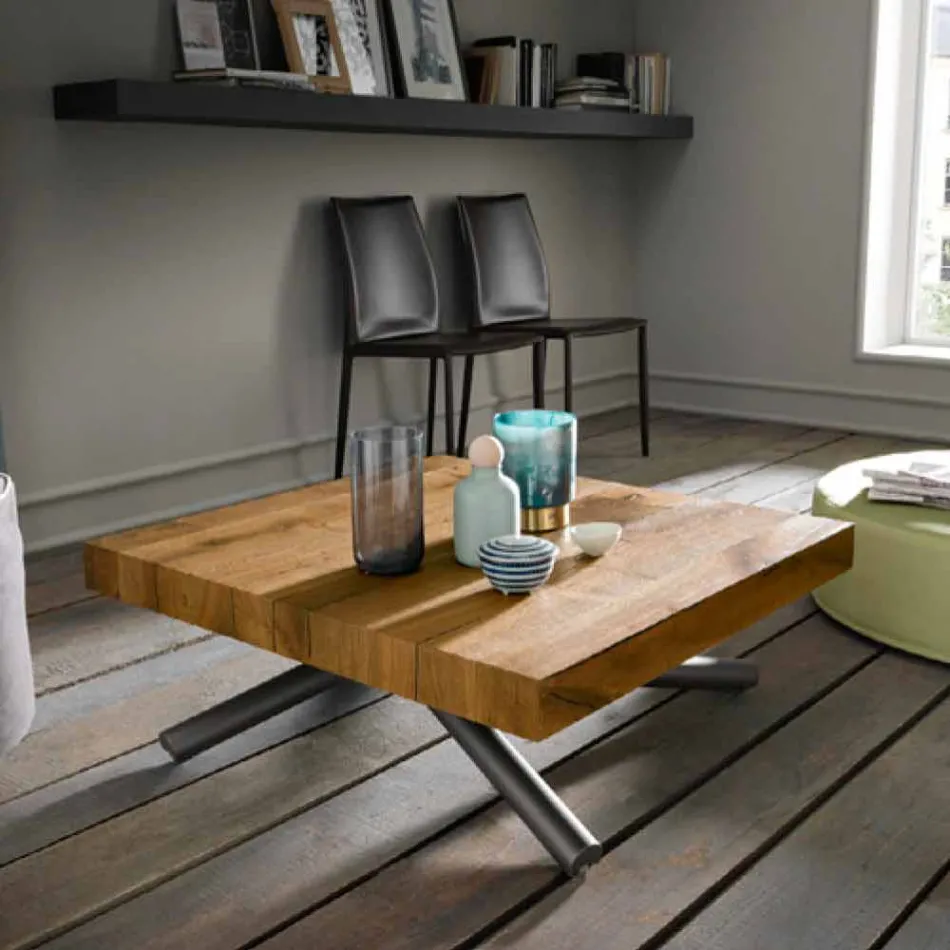 Rozkładany stolik kawowy z drewna Made in Italy - Vincenzo Viadurini