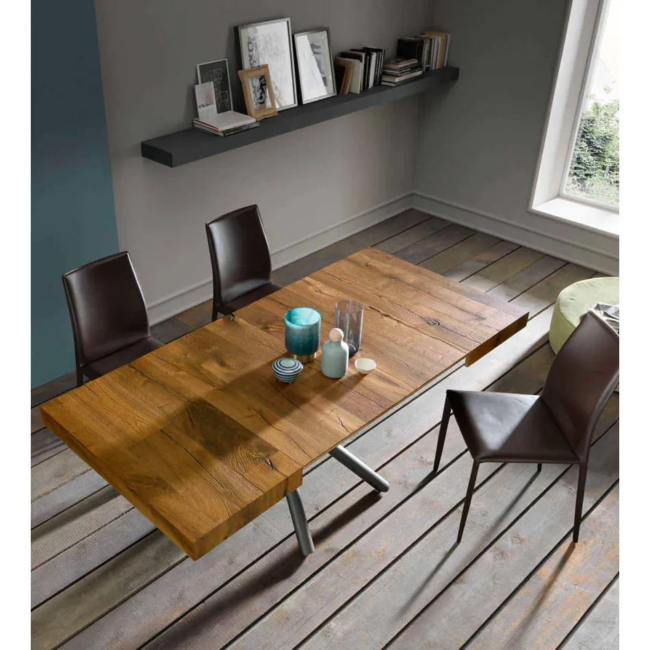 Rozkładany stolik kawowy z drewna Made in Italy - Vincenzo Viadurini