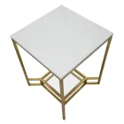 Stolik kawowy Golden Square z żelaza, białej żywicy i szkła - Tokio Viadurini