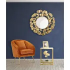 Stolik kawowy Golden Square z żelaza, białej żywicy i szkła - Tokio Viadurini