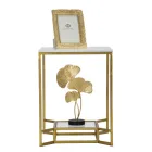 Stolik kawowy Golden Square z żelaza, białej żywicy i szkła - Tokio Viadurini