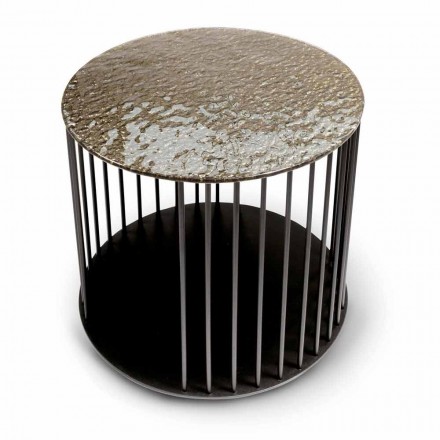 Stolik kawowy z kutego kryształu i metalu Made in Italy - Montebianco Viadurini