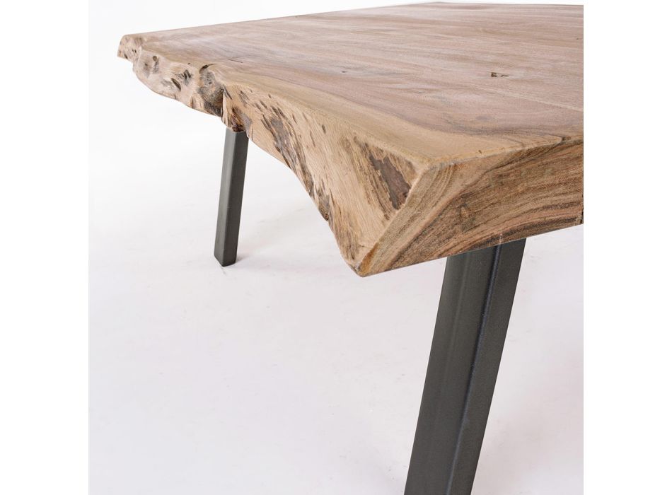 Stolik kawowy ręcznie robiony z drewna i stali Homemotion - Tancredi Viadurini
