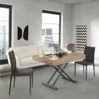 Nowoczesny rozkładany stolik kawowy z drewna i metalu Made in Italy - Fabio Viadurini